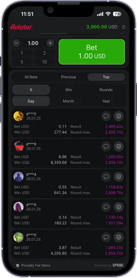 Aviator App Screenshot Top bets